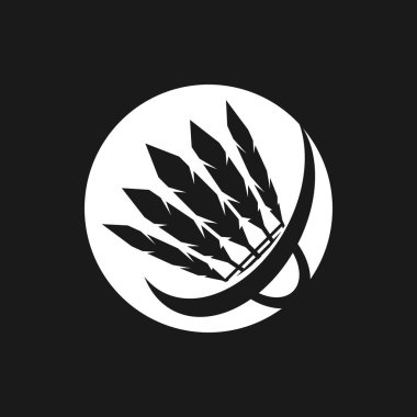 Badminton Spor Simgesi ve Sembol Vektör Şablonu Çizimi