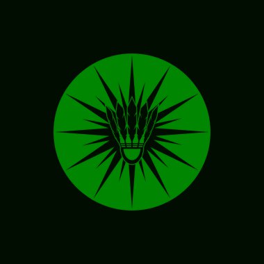 Badminton Spor Simgesi ve Sembol Vektör Şablonu Çizimi