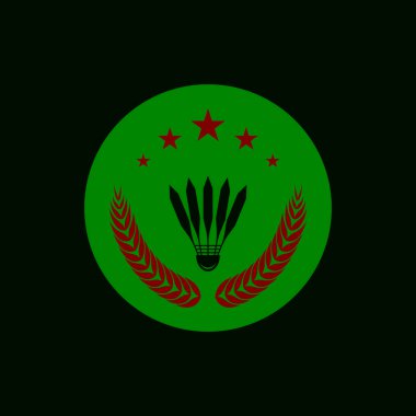 Badminton Spor Simgesi ve Sembol Vektör Şablonu Çizimi