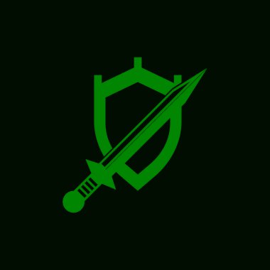 Kılıç logosu tasarım vektör illüstrasyonuyla kalkan savaşları