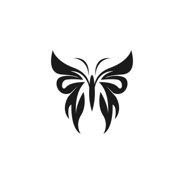 Siyah siluet kelebek simgesi ve sembol vektörü