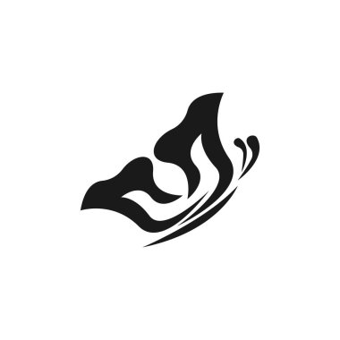 Siyah siluet kelebek simgesi ve sembol vektörü