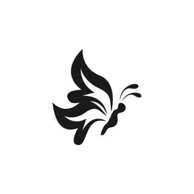 Siyah siluet kelebek simgesi ve sembol vektörü