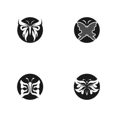 Siyah siluet kelebek simgesi ve sembol vektörü