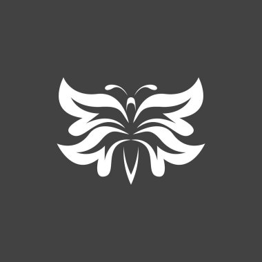 Siyah siluet kelebek simgesi ve sembol vektörü