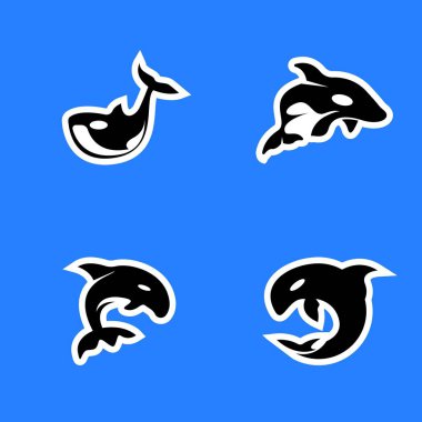 Orca simgesi ve sembol vektör şablonu çizimi