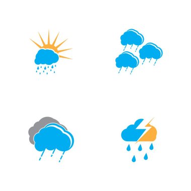 Yağmur simgesi ve sembol vektör şablonu çizimi