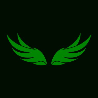 Kanat kuşu simgesi ve sembol vektör şablonu