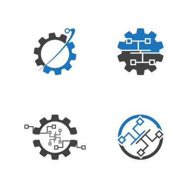 Business Technology Logo Vektör Şablonu İllüstrasyonu