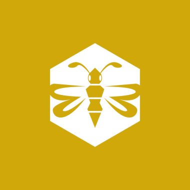 Arı Simgesi ve Sembol Vektör Şablonu İllüstrasyonu