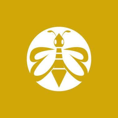 Arı Simgesi ve Sembol Vektör Şablonu İllüstrasyonu