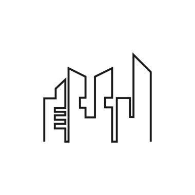 Modern City silueti. Şehir silueti. Düz tasarımda vektör illüstrasyonu