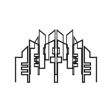 Modern City silueti. Şehir silueti. Düz tasarımda vektör illüstrasyonu