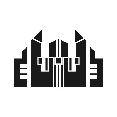 Modern City silueti. Şehir silueti. Düz tasarımda vektör illüstrasyonu