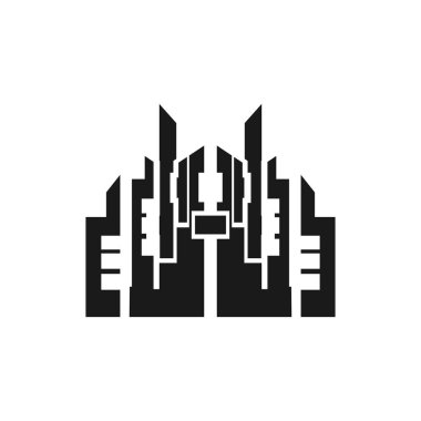 Modern City silueti. Şehir silueti. Düz tasarımda vektör illüstrasyonu