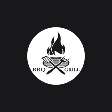 Barbekü ızgara simgesi vektör şablonu çizimi