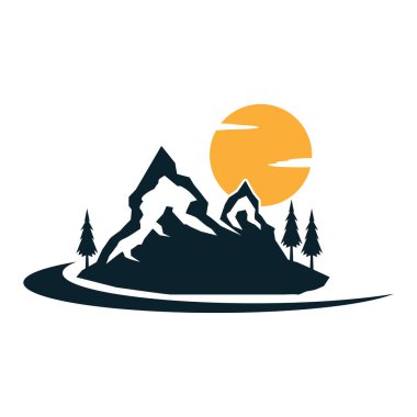 Güneş Dağı vektör şablonu çizimi