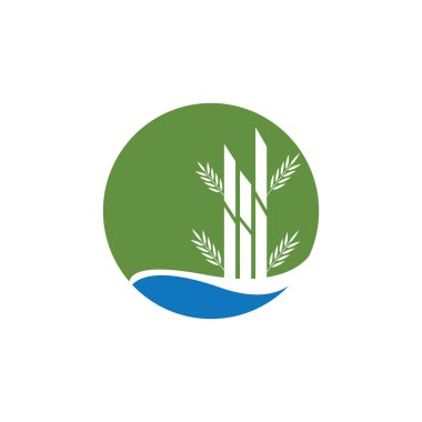 Bambu Bitki Simgesi ve Sembol vektör şablonu İllüstrasyonu