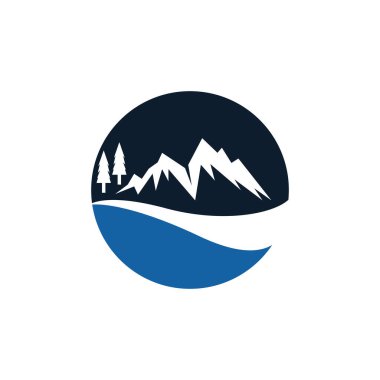 Nehir Dağı Simgesi ve Sembol Vektörü illüstrasyonu