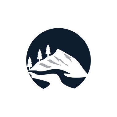 Nehir Dağı Simgesi ve Sembol Vektörü illüstrasyonu