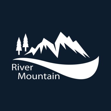 Nehir Dağı Simgesi ve Sembol Vektörü illüstrasyonu