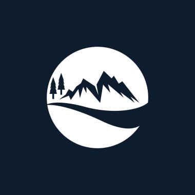 Nehir Dağı Simgesi ve Sembol Vektörü illüstrasyonu