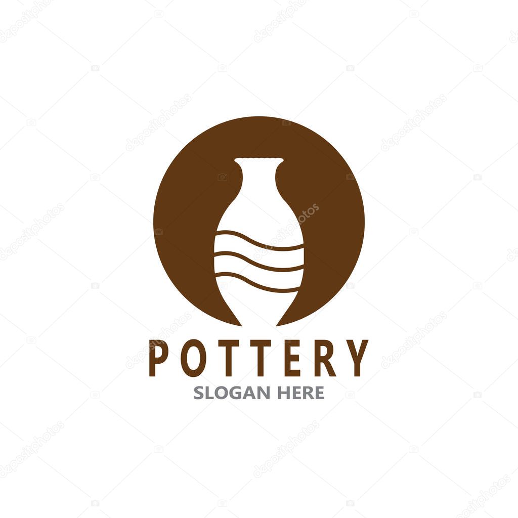 Pottery art studio vector template illustration