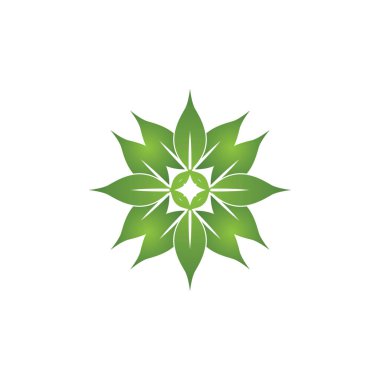 Yeşil Yaprak simgesi ve Sembol Vektör Şablonu İllüstrasyonu