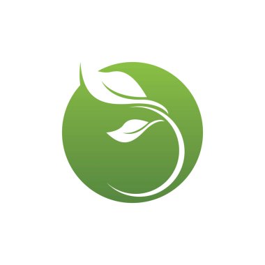 Yeşil Yaprak simgesi ve Sembol Vektör Şablonu İllüstrasyonu