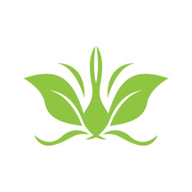 Yeşil Yaprak simgesi ve Sembol Vektör Şablonu İllüstrasyonu