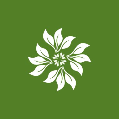 Yeşil Yaprak simgesi ve Sembol Vektör Şablonu İllüstrasyonu