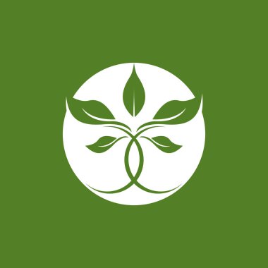 Yeşil Yaprak simgesi ve Sembol Vektör Şablonu İllüstrasyonu