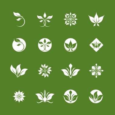 Yeşil Yaprak simgesi ve Sembol Vektör Şablonu İllüstrasyonu