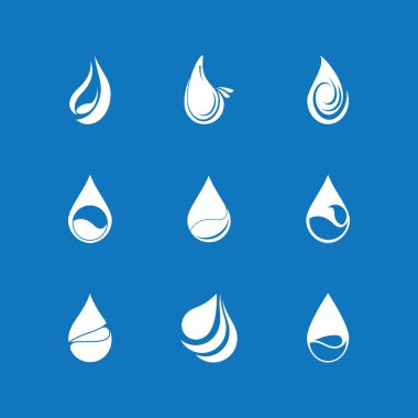 Su damlası simgesi ve sembol vektör şablonu çizimi