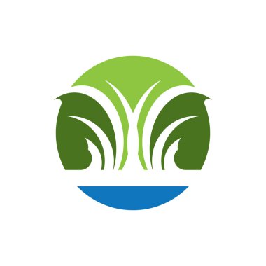 Yeşil çimen simgesi ve sembol şablonu