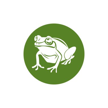 Yeşil Kurbağa Simgesi ve Sembol Şablonu