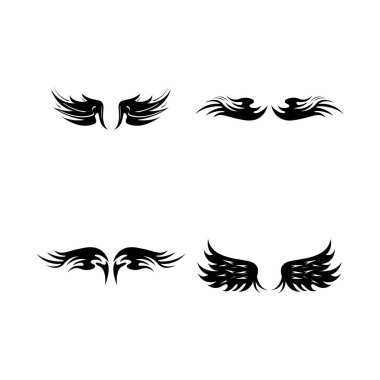 Kuş Kanatları Simgesi ve Sembol Şablonu İllüstrasyonu