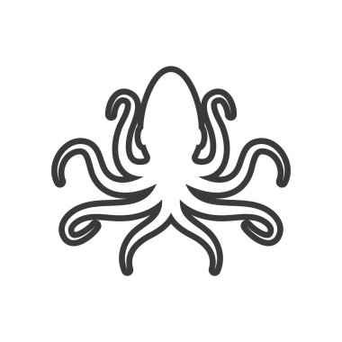 Ahtapot simgesi ve sembol vektör şablonu çizimi