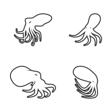 Ahtapot simgesi ve sembol vektör şablonu çizimi