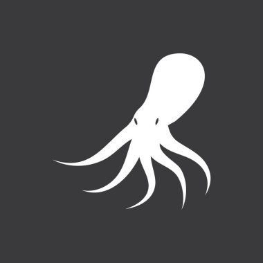 Ahtapot simgesi ve sembol vektör şablonu çizimi