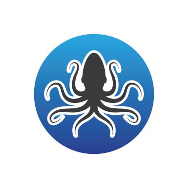 Ahtapot simgesi ve sembol vektör şablonu çizimi