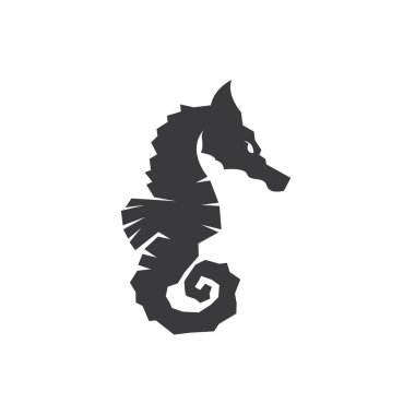 Deniz atları balık simgesi ve sembol vektör şablonu çizimi