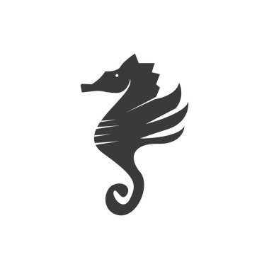 Deniz atları balık simgesi ve sembol vektör şablonu çizimi