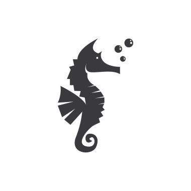 Deniz atları balık simgesi ve sembol vektör şablonu çizimi