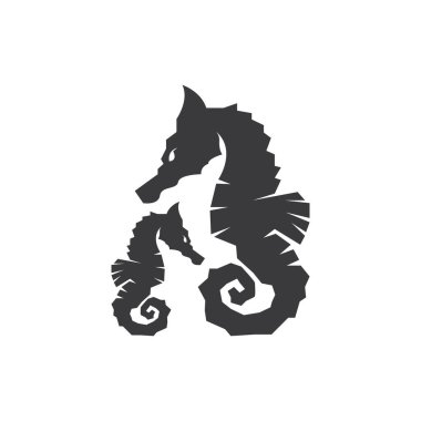 Deniz atları balık simgesi ve sembol vektör şablonu çizimi