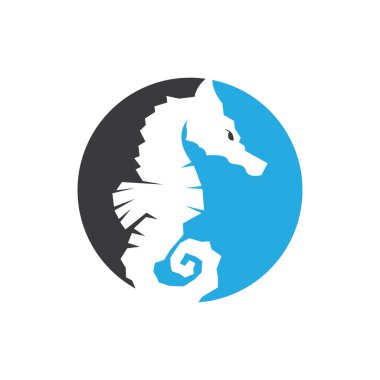 Deniz atları balık simgesi ve sembol vektör şablonu çizimi