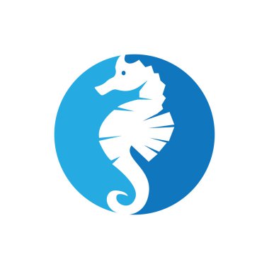 Deniz atları balık simgesi ve sembol vektör şablonu çizimi