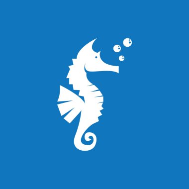 Deniz atları balık simgesi ve sembol vektör şablonu çizimi