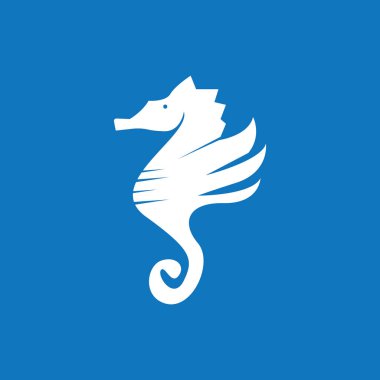 Deniz atları balık simgesi ve sembol vektör şablonu çizimi