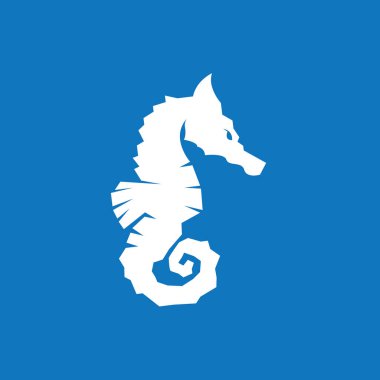 Deniz atları balık simgesi ve sembol vektör şablonu çizimi